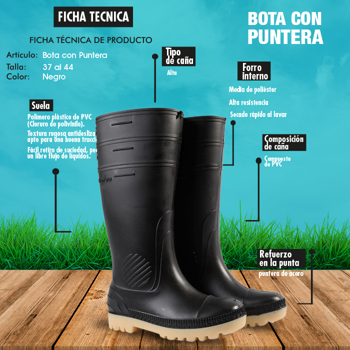 Bota Industrial negro amarillo con puntera